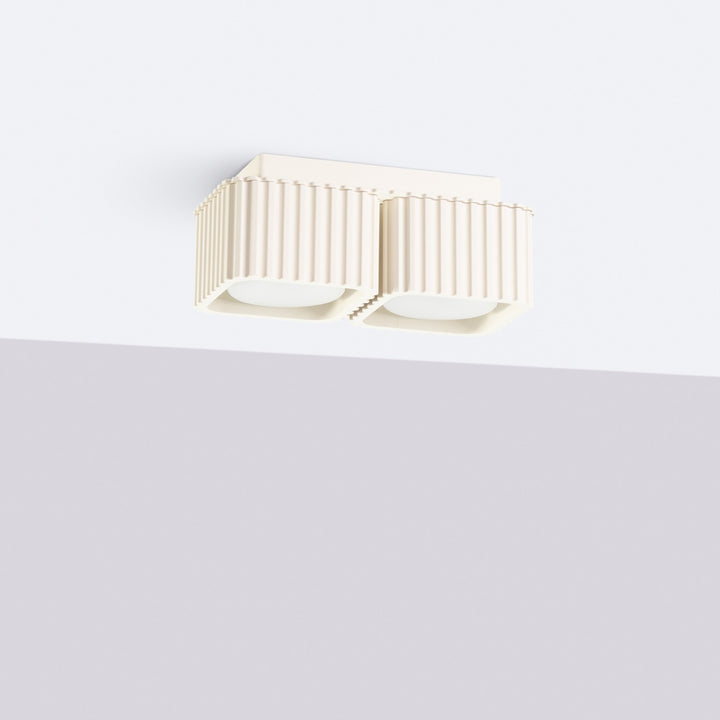 Plafonnier Riff beige carré en aluminium, éteint