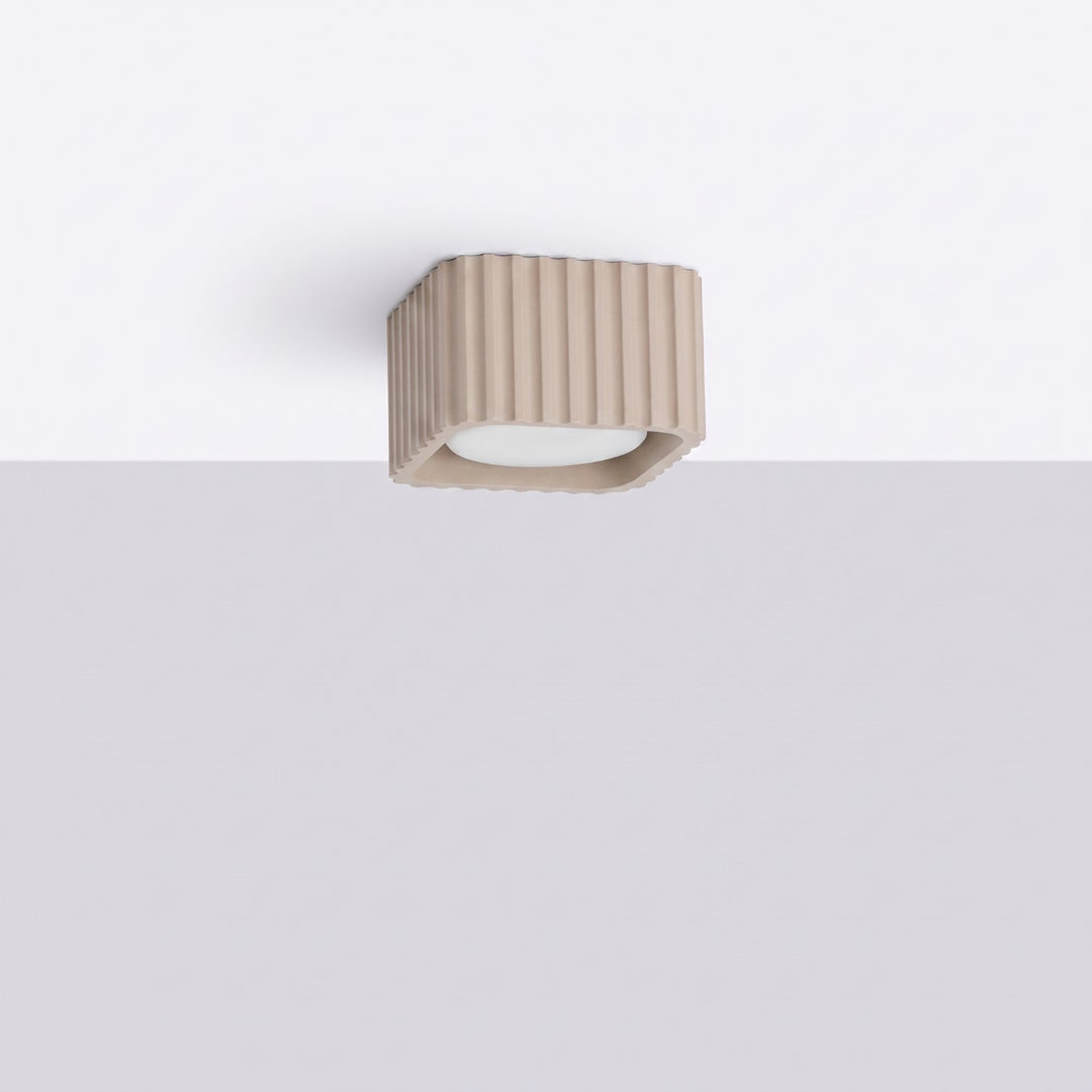 Plafonnier Riff taupe carré en aluminium, éteint