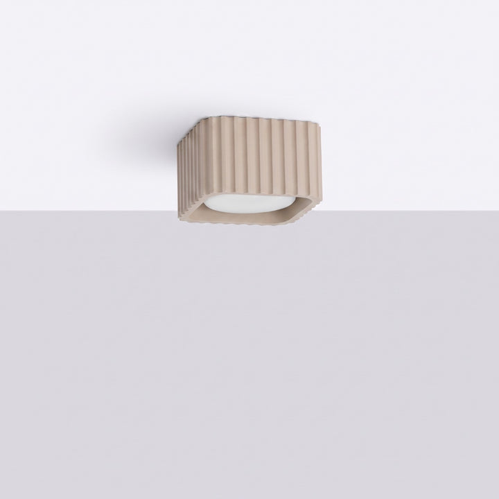 Plafonnier Riff taupe carré en aluminium, éteint