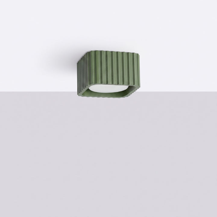 Plafonnier Riff vert olive carré en aluminium, éteint