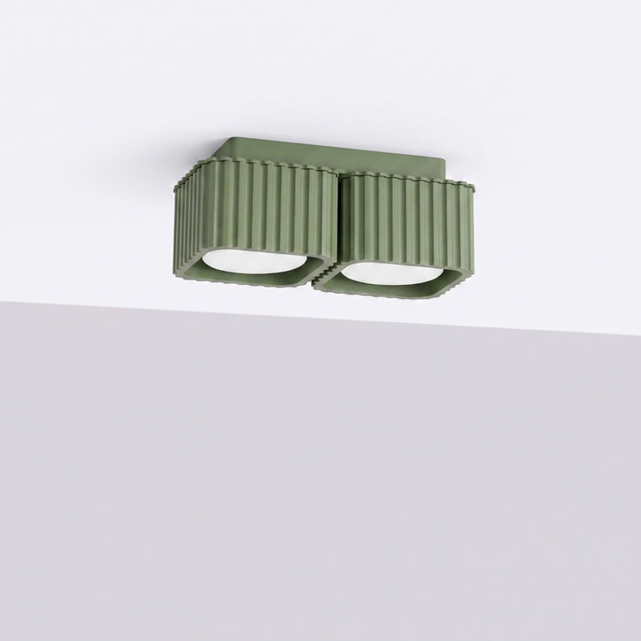 Plafonnier Riff vert olive carré en aluminium, éteint