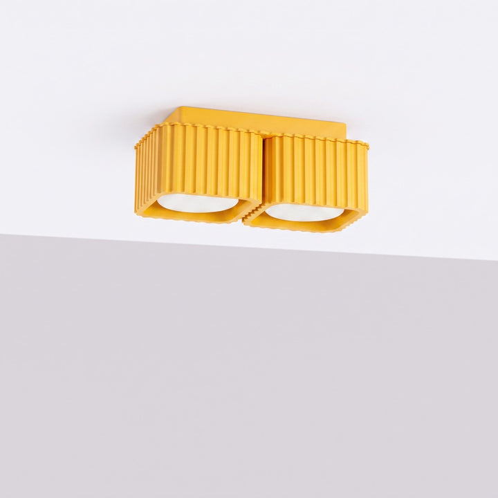 Plafonnier Riff jaune carré en aluminium, éteint
