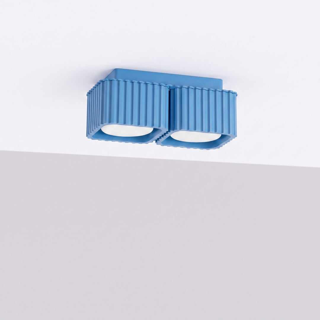 Plafonnier Riff bleu azur carré en aluminium, éteint