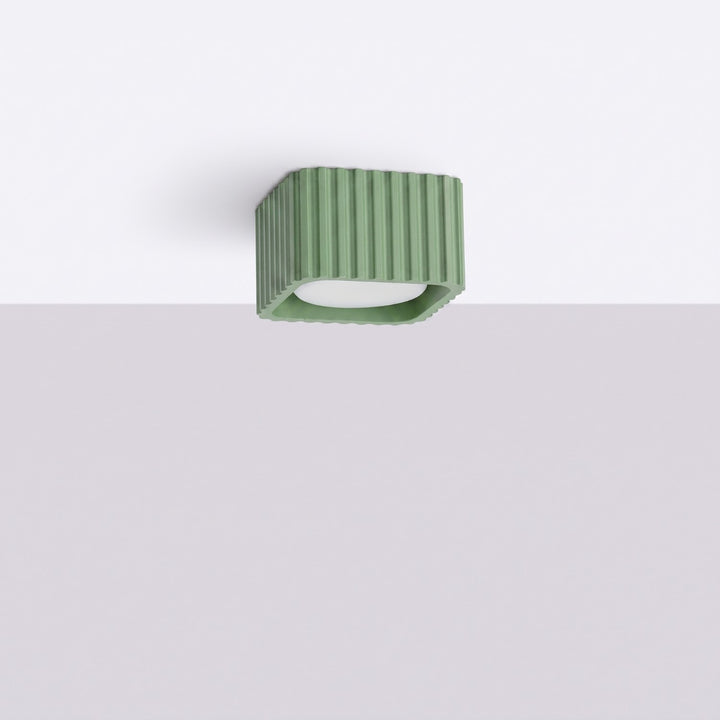 Plafonnier Riff sauge carré en aluminium, éteint
