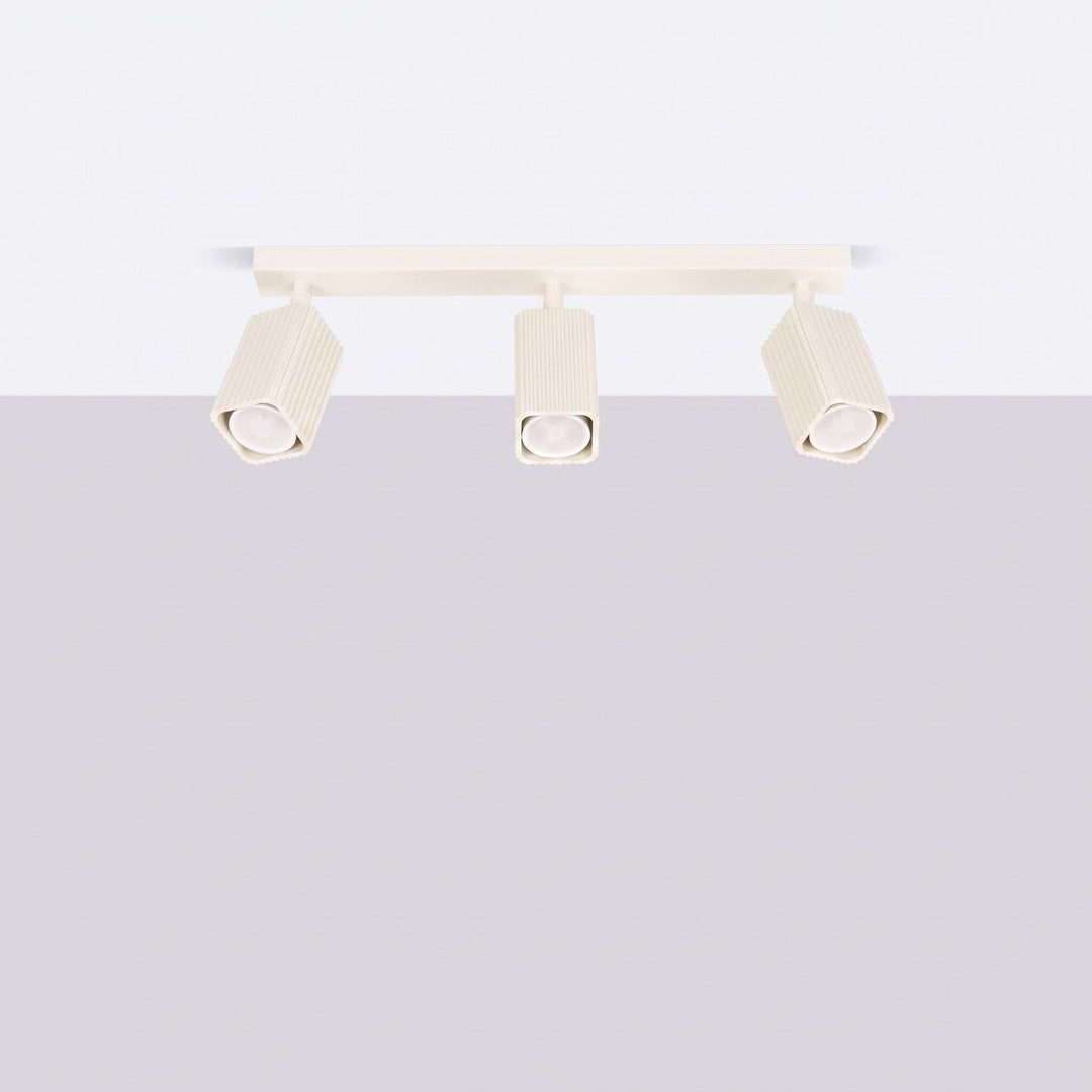 Plafonnier Rayo beige en rampe à spots orientables, éteint