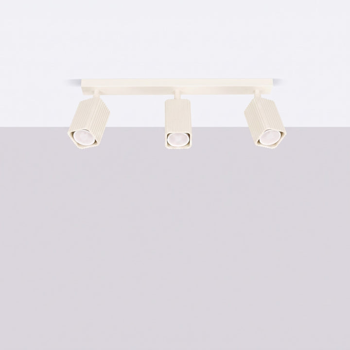 Plafonnier Rayo beige en rampe à spots orientables, éteint