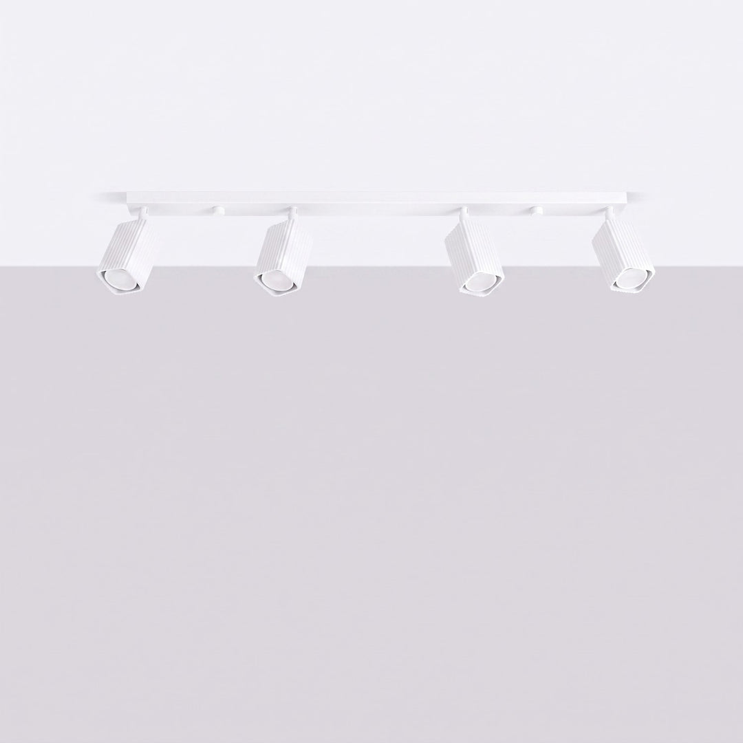 Plafonnier Rayo blanc en rampe à spots orientables, éteint