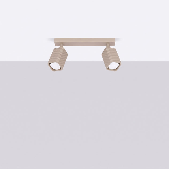 Plafonnier Rayo taupe en rampe à spots orientables, éteint