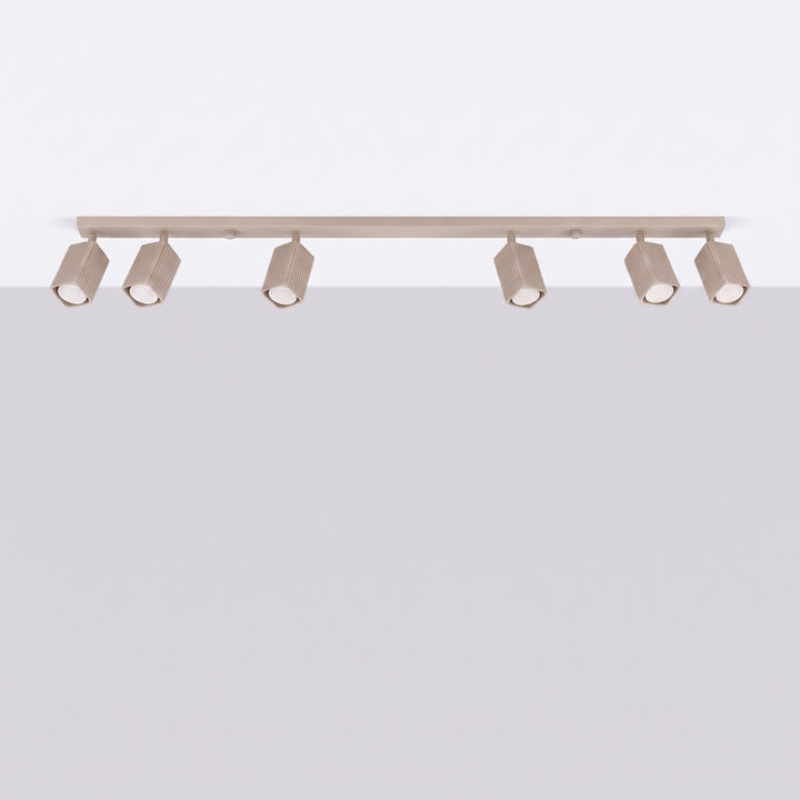 Plafonnier Rayo taupe en rampe à spots orientables, éteint