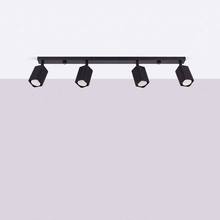 Plafonnier Rayo noir en rampe à spots orientables, éteint
