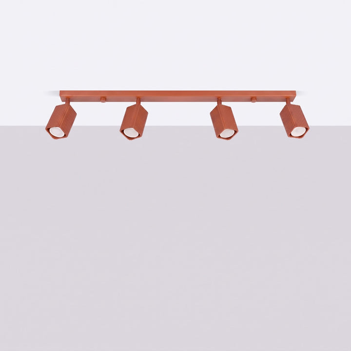 Plafonnier Rayo ocre rouge en rampe à spots orientables, éteint