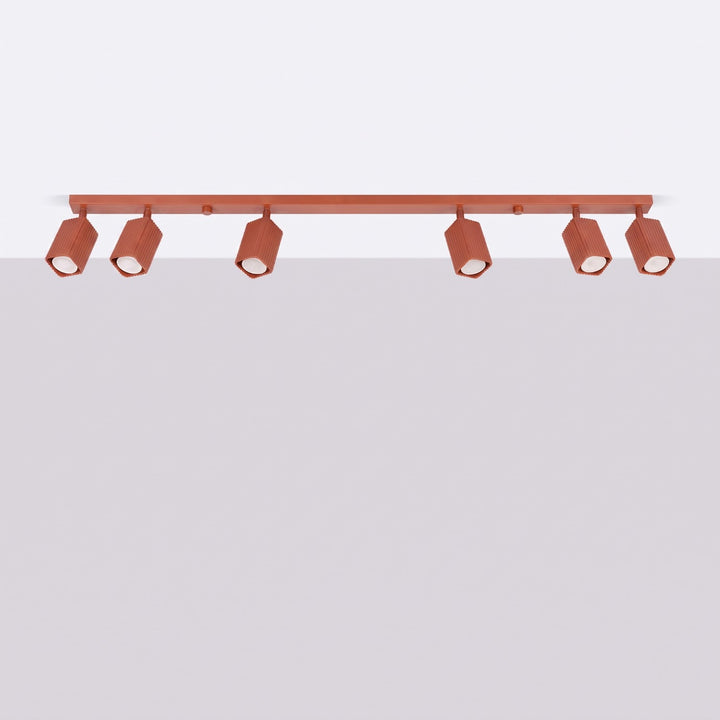 Plafonnier Rayo ocre rouge en rampe à spots orientables, éteint