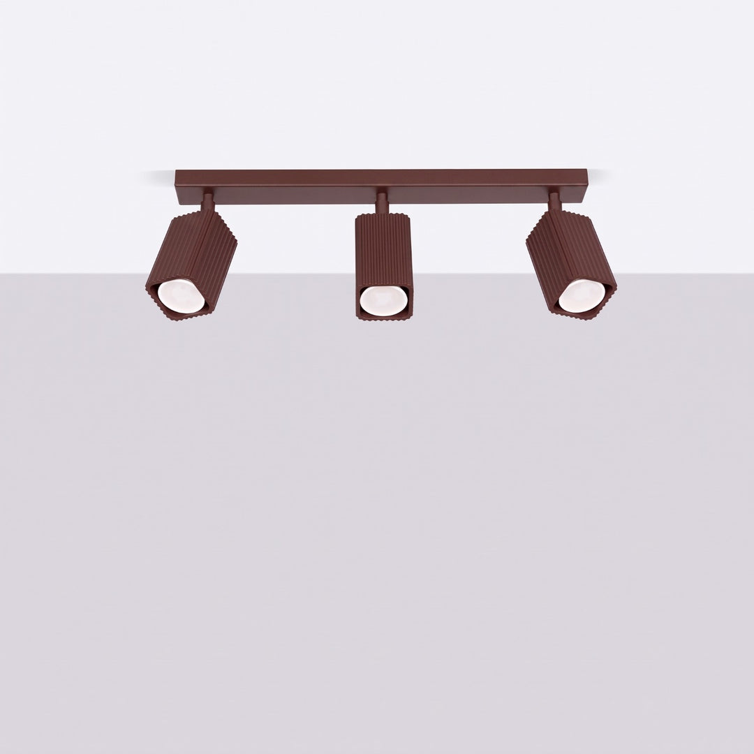 Plafonnier Rayo marron en rampe à spots orientables, éteint