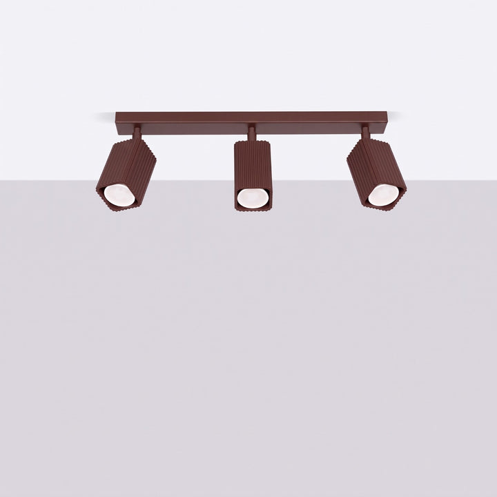 Plafonnier Rayo marron en rampe à spots orientables, éteint