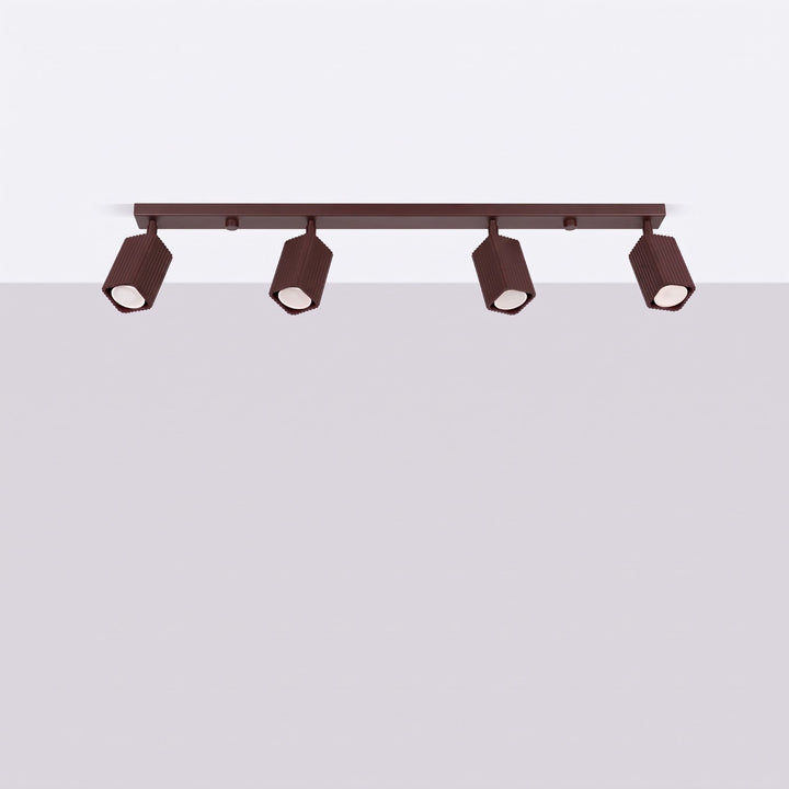 Plafonnier Rayo marron en rampe à spots orientables, éteint