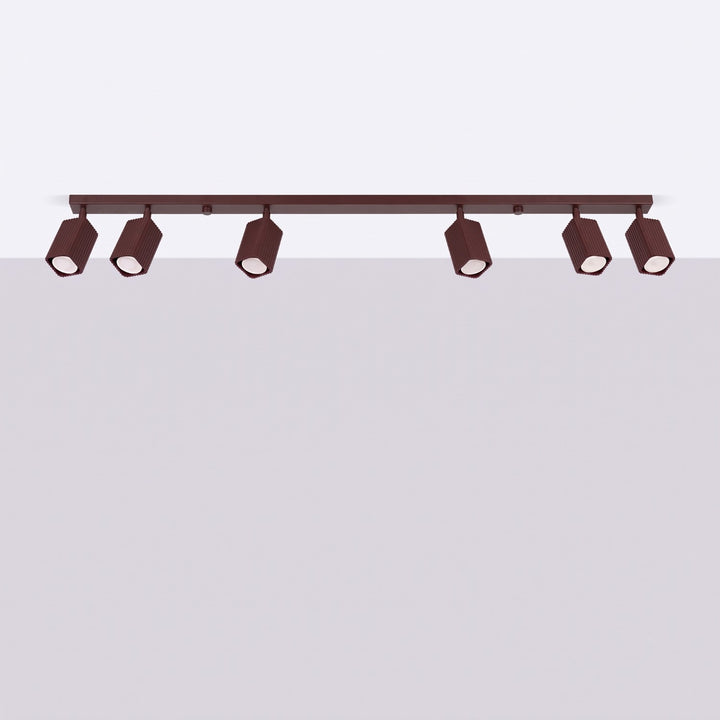 Plafonnier Rayo marron en rampe à spots orientables, éteint