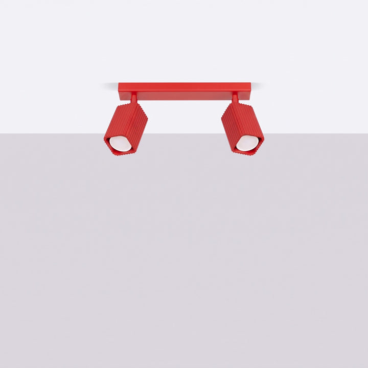 Plafonnier Rayo rouge en rampe à spots orientables, éteint