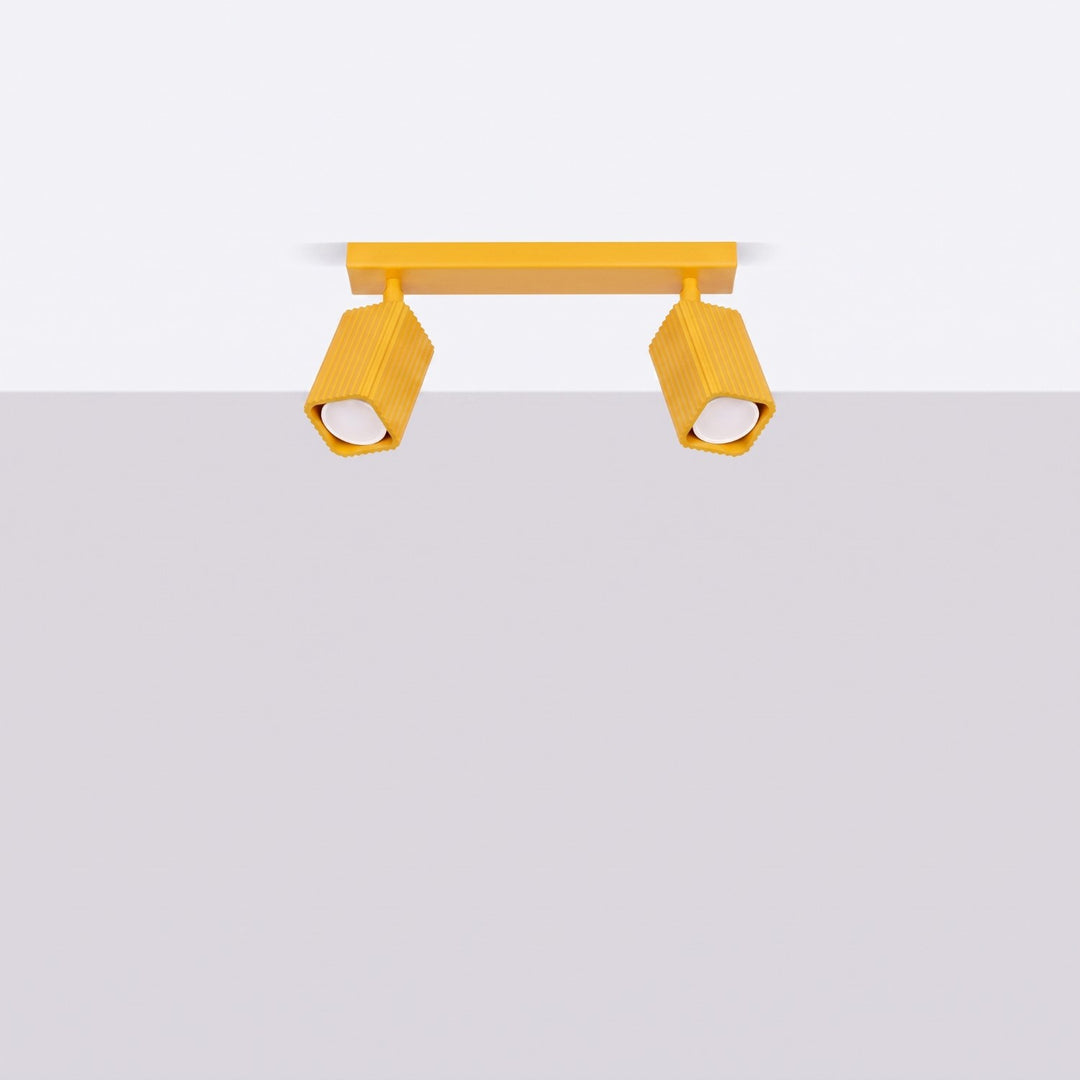 Plafonnier Rayo jaune en rampe à spots orientables, éteint