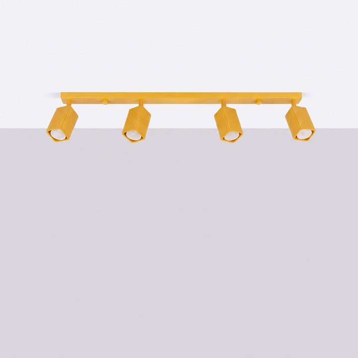 Plafonnier Rayo jaune en rampe à spots orientables, éteint
