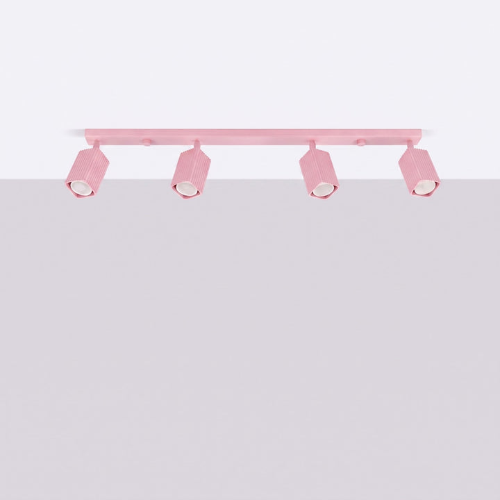 Plafonnier Rayo rose en rampe à spots orientables, éteint