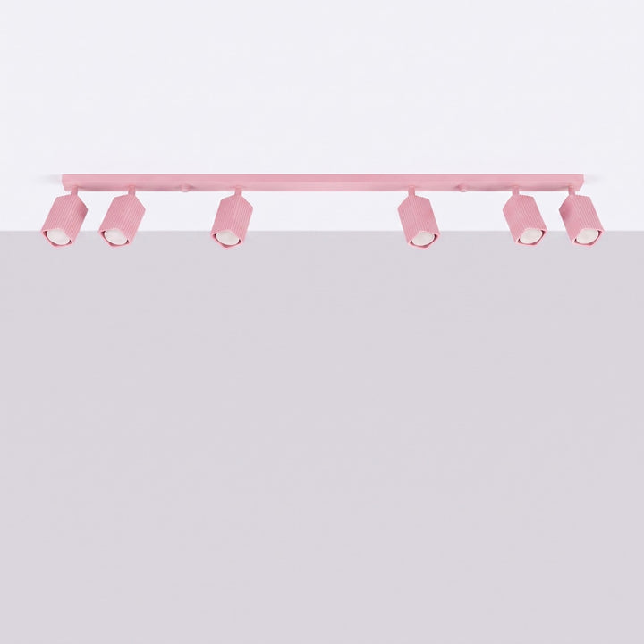 Plafonnier Rayo rose en rampe à spots orientables, éteint
