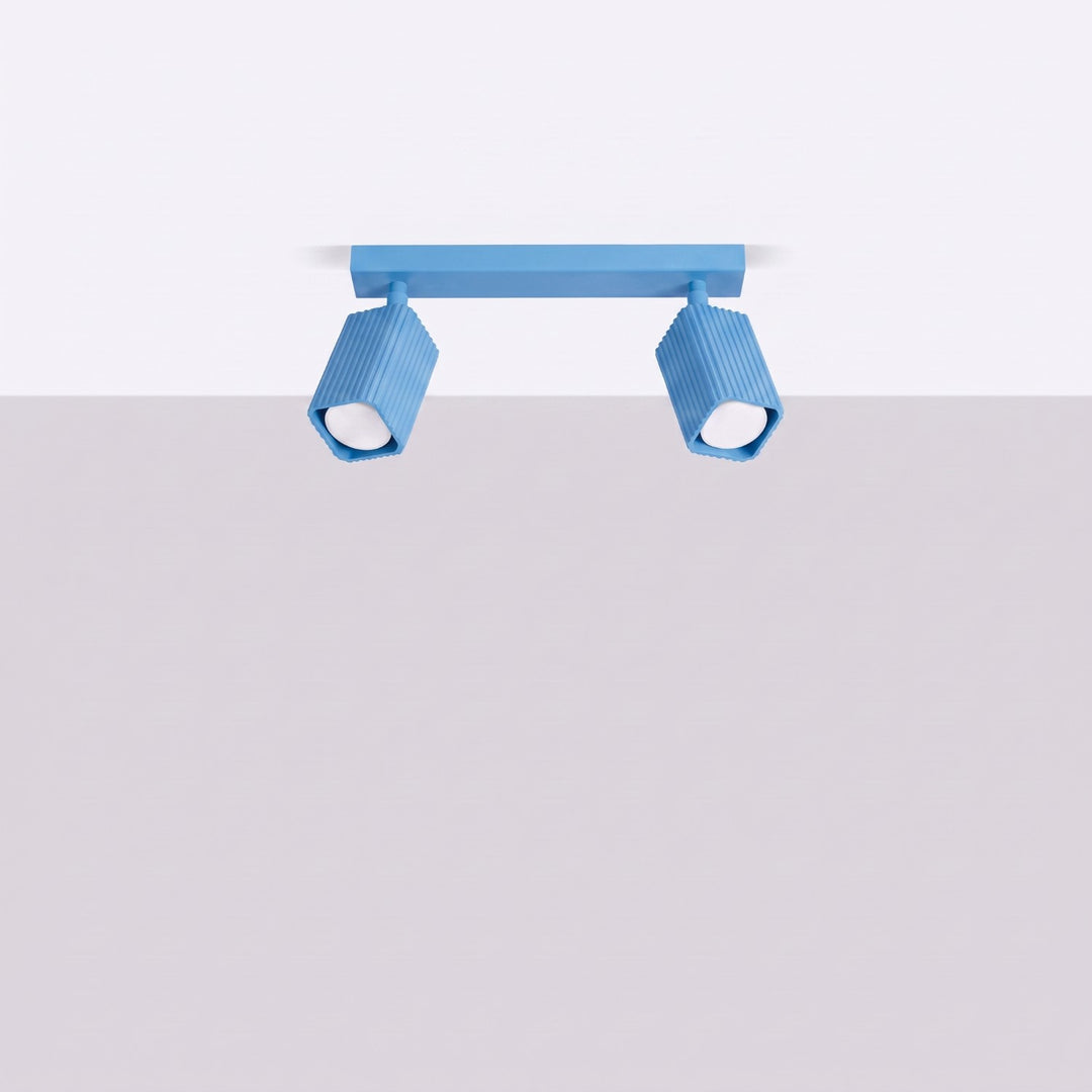 Plafonnier Rayo bleu azur en rampe à spots orientables, éteint