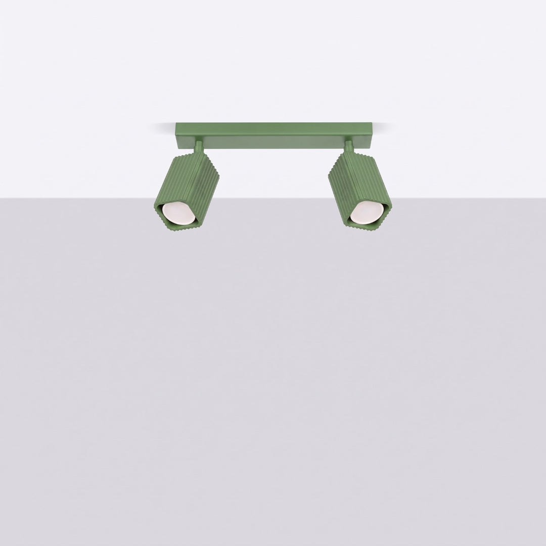 Plafonnier Rayo sauge en rampe à spots orientables, éteint