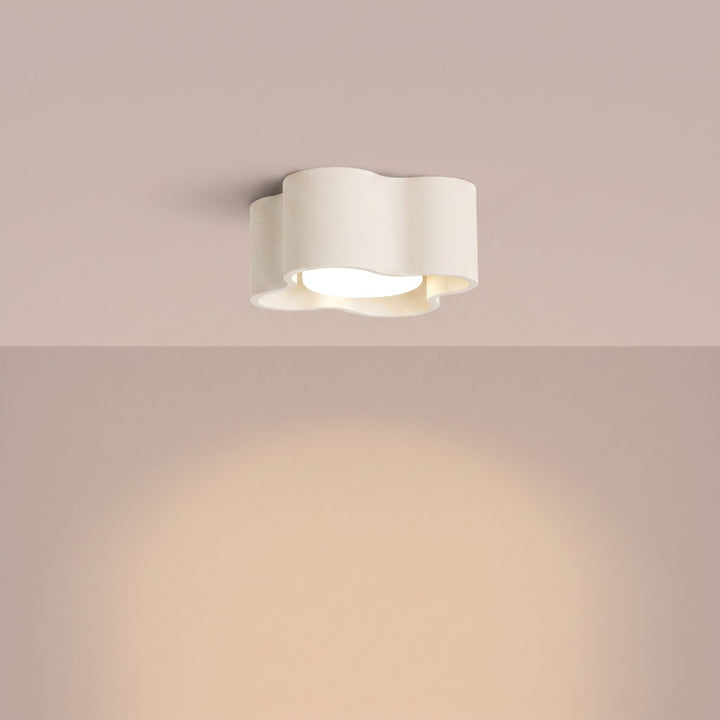 Plafonnier Ovio beige en aluminium, allumé