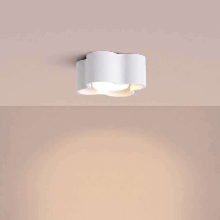 Plafonnier Ovio blanc en aluminium, allumé