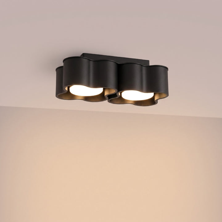 Plafonnier Ovio noir en aluminium, allumé