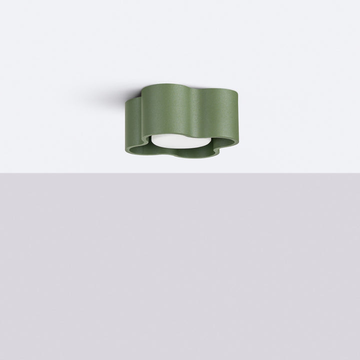 Plafonnier Ovio vert olive en aluminium, éteint