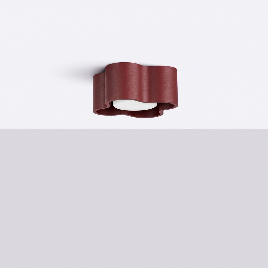 Plafonnier Ovio bordeaux en aluminium, éteint