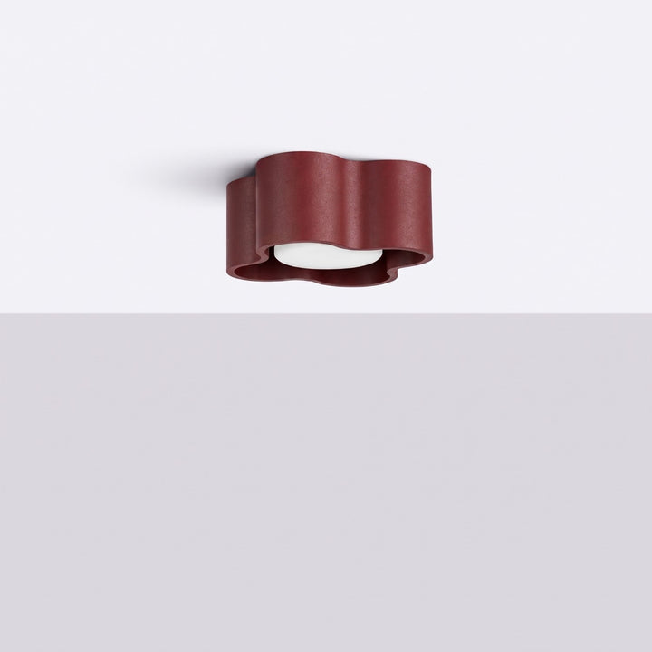 Plafonnier Ovio bordeaux en aluminium, éteint