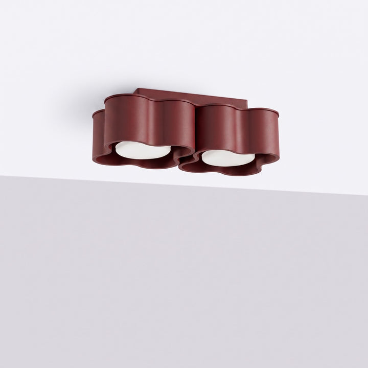 Plafonnier Ovio bordeaux en aluminium, éteint