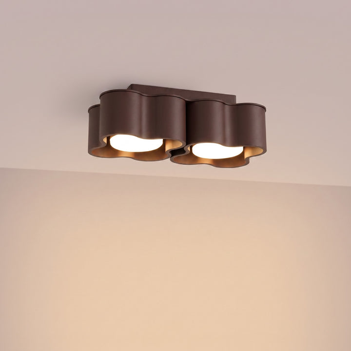 Plafonnier Ovio marron en aluminium, allumé