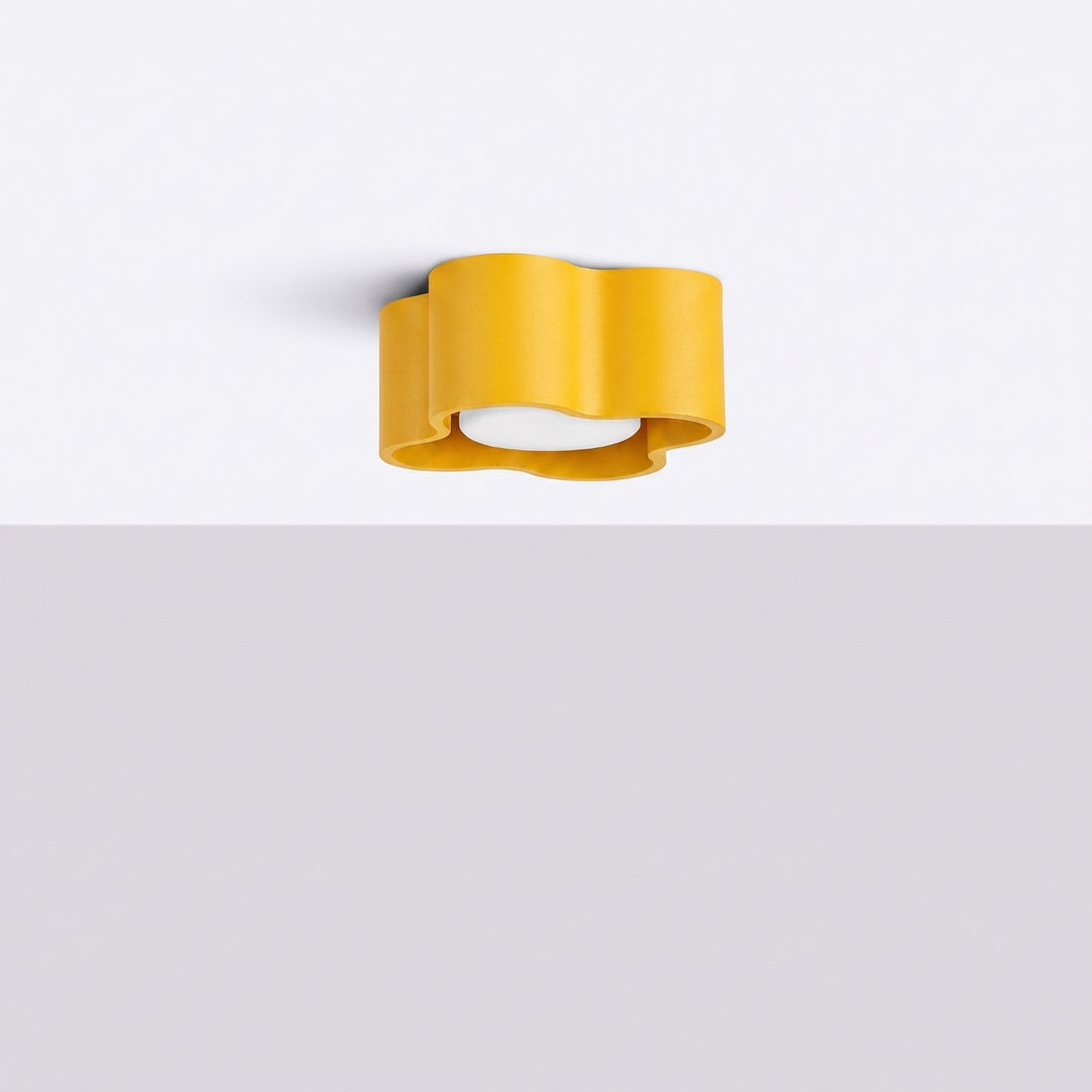 Plafonnier Ovio jaune en aluminium, éteint
