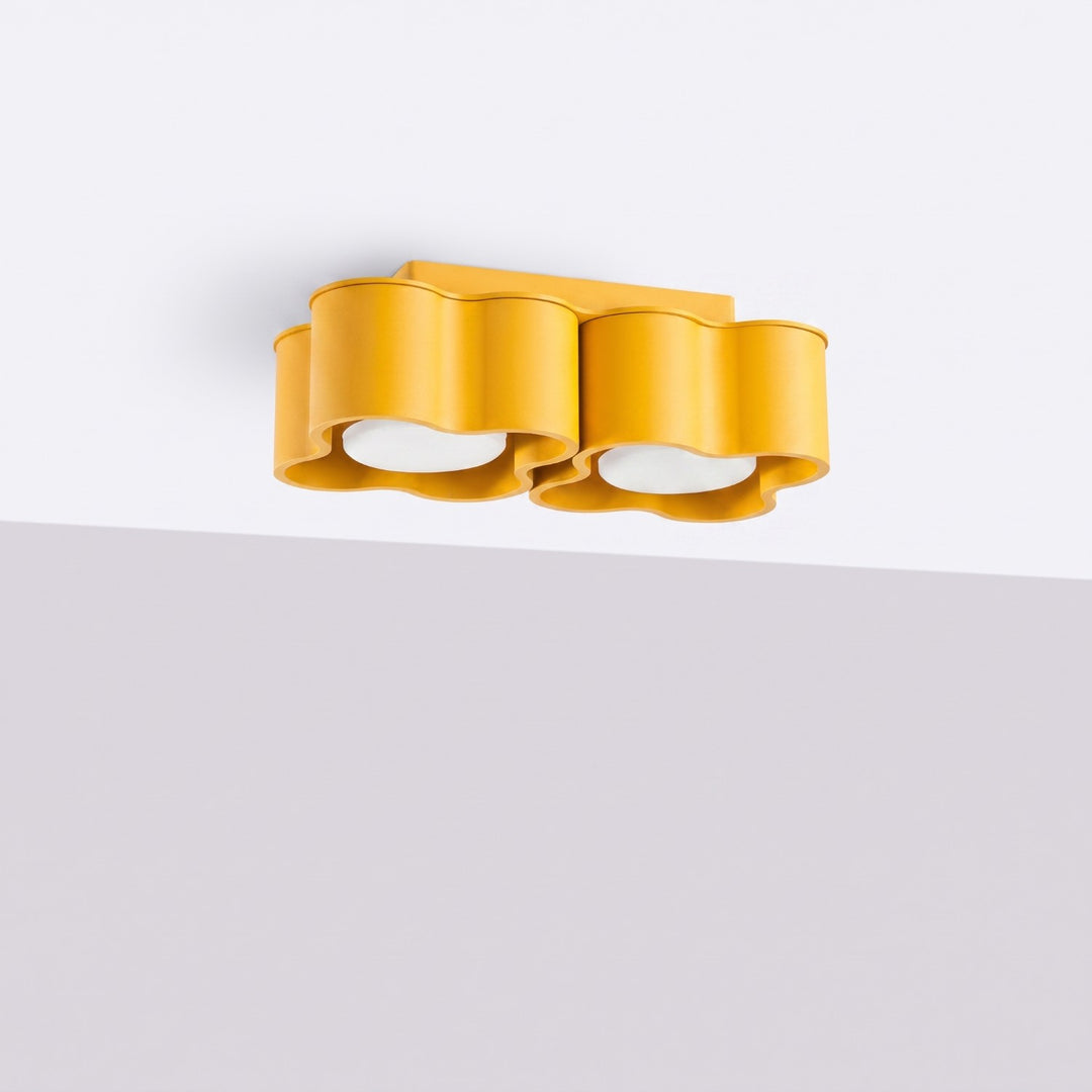 Plafonnier Ovio jaune en aluminium, éteint