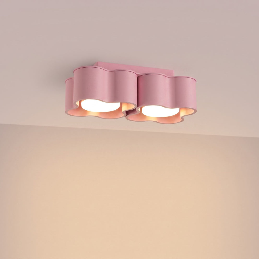 Plafonnier Ovio rose en aluminium, allumé
