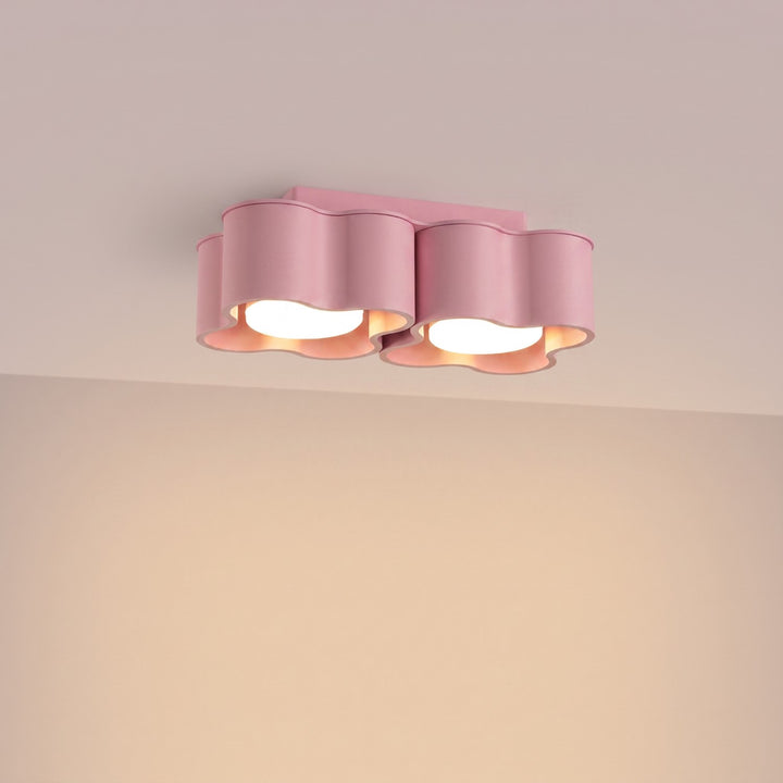Plafonnier Ovio rose en aluminium, allumé