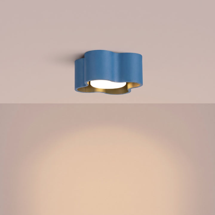 Plafonnier Ovio bleu azur en aluminium, allumé