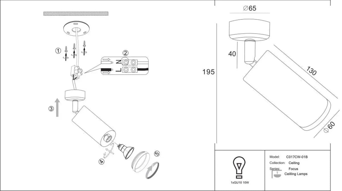 Schéma d'installation du luminaire