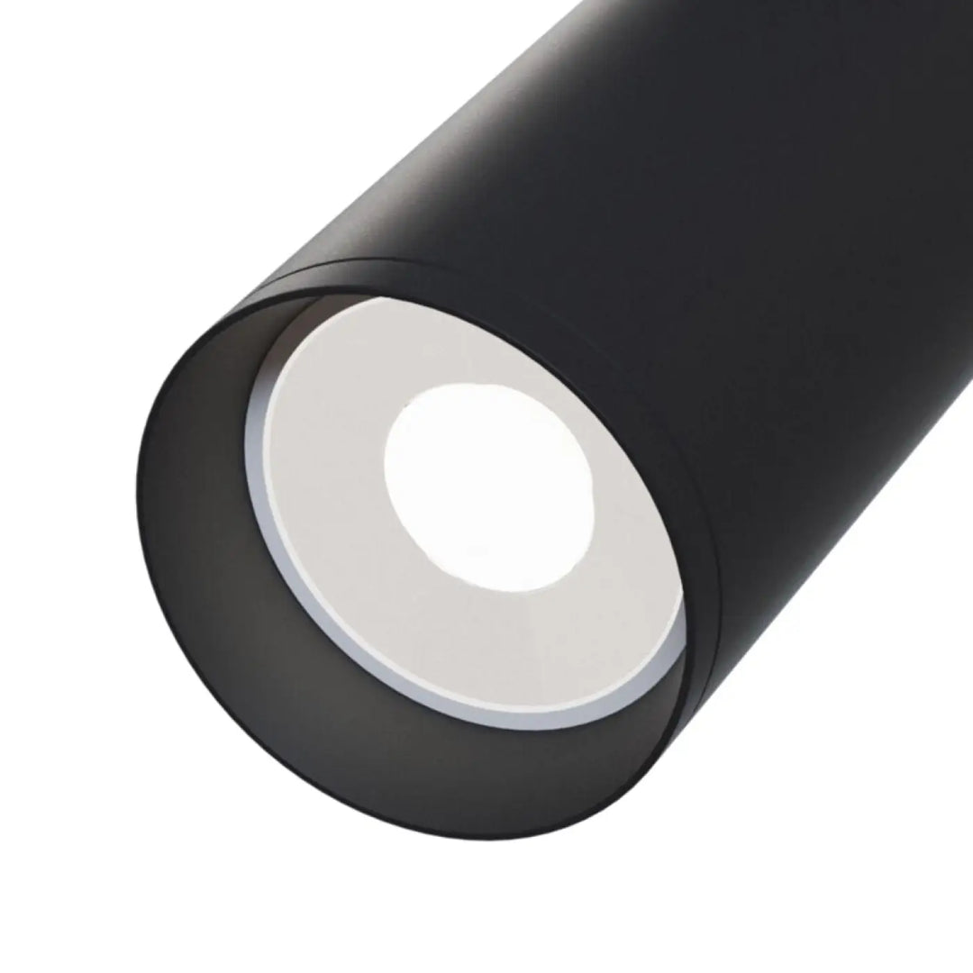 Spot directionnel noir en led cylindre avec base ronde et finition mate spot focus pour éclairage ciblé