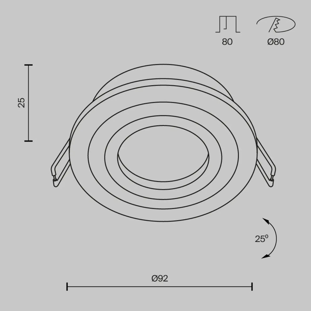 Spot encastrable rond atom avec ampoule gu10 orientable et bagues concentriques en surface blanche