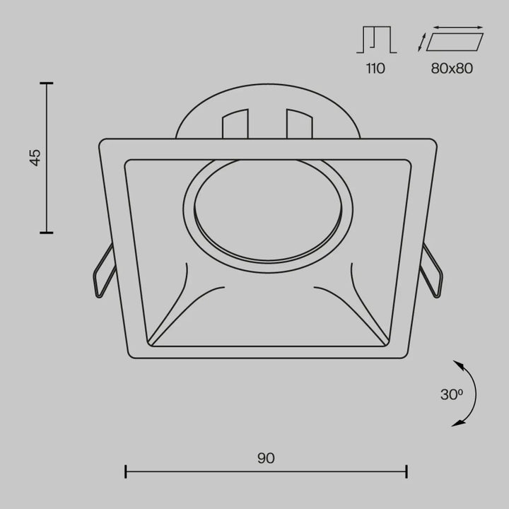 Spot encastrable dot carré avec design minimaliste et cône profond pour un éclairage précis et élégant en led