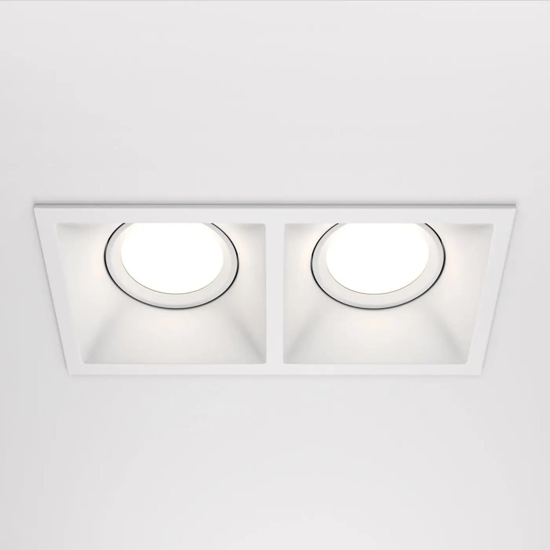 Spot encastrable dot double blanc avec deux ampoules led circulaires pour éclairage plafond encastré