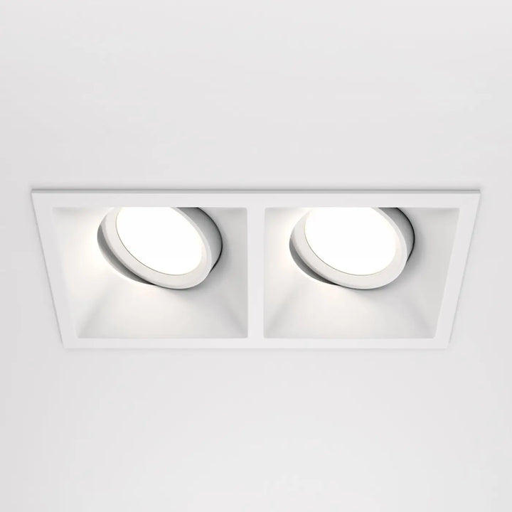 Spot encastrable dot double blanc rectangulaire avec deux ampoules led circulaires pour éclairage encastré