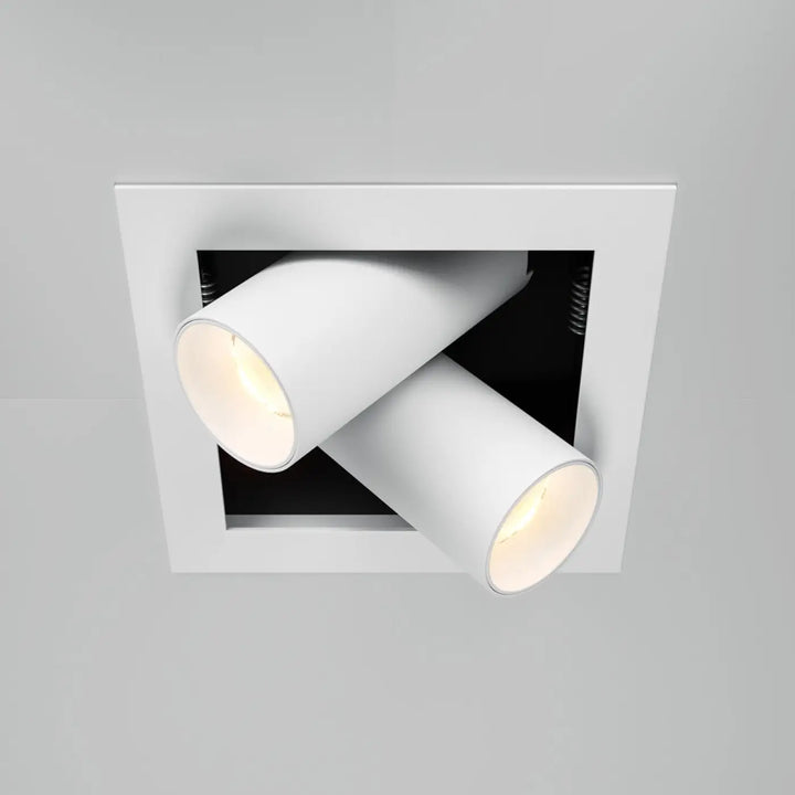 Spot magnum double spot encastrable blanc à deux têtes avec design cylindrique moderne et minimaliste
