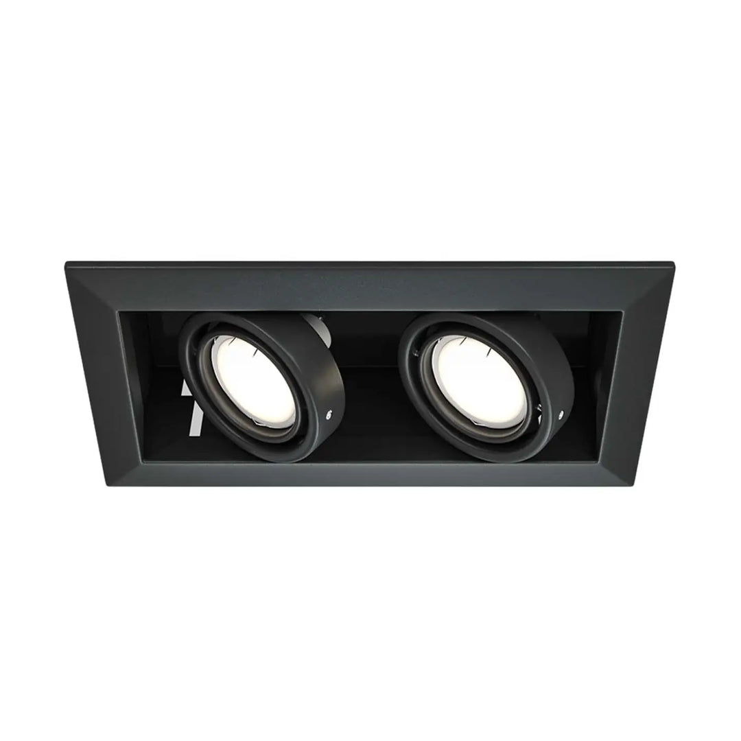 Luminaire encastré rectangulaire noir avec deux spots circulaires spot metal modern double en métal moderne