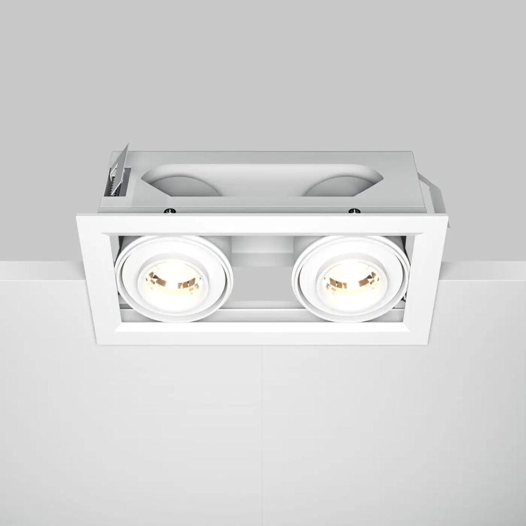 Luminaire encastré rectangulaire blanc avec double led métal moderne pour un éclairage intérieur contemporain