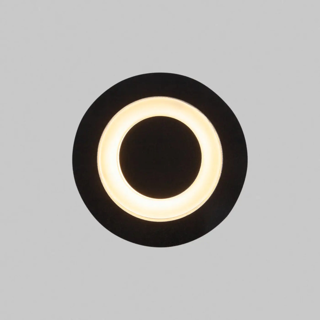 Spot encastrable limo led noir avec anneau lumineux blanc chaud indice ip65 pour utilisation étanche murale